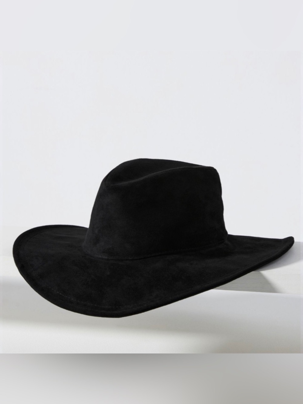 Anthropologie San Diego Hat Co Black Wide Brim Fedora Western Boho Travel Hat OS